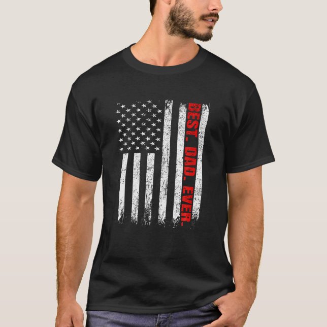 Bästa Pappa någonsin USA flagga Fars dag-brandbekä T Shirt (Framsida)