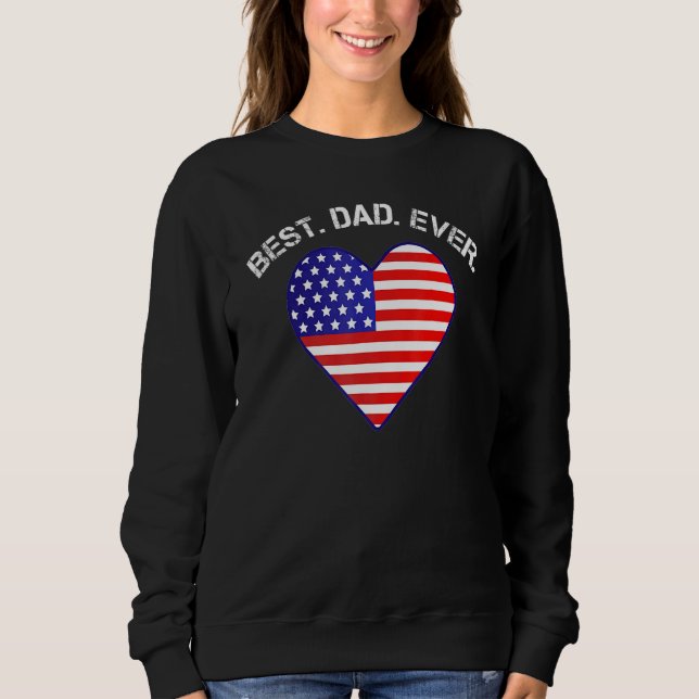 Bästa Pappa någonsin USA flagga Heart American Pat T Shirt (Framsida)