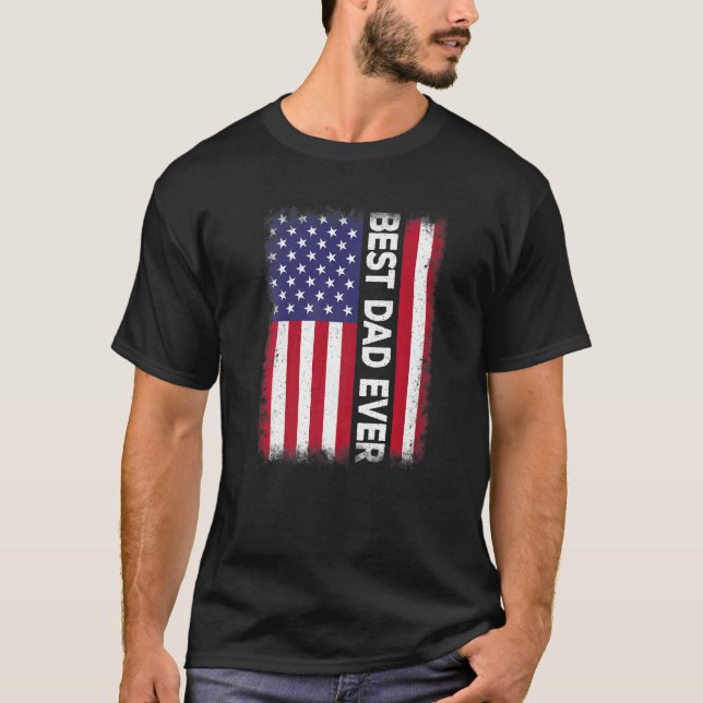 Bästa Pappa någonsin USA:s Flagga Far Pap T Shirt (Framsida)