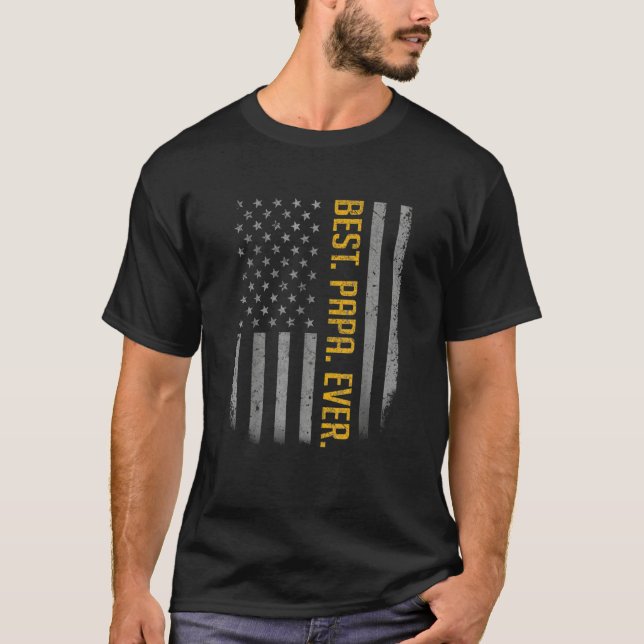 Bästa Pappa någonsin USA:s Flagga för Fars dag T Shirt (Framsida)