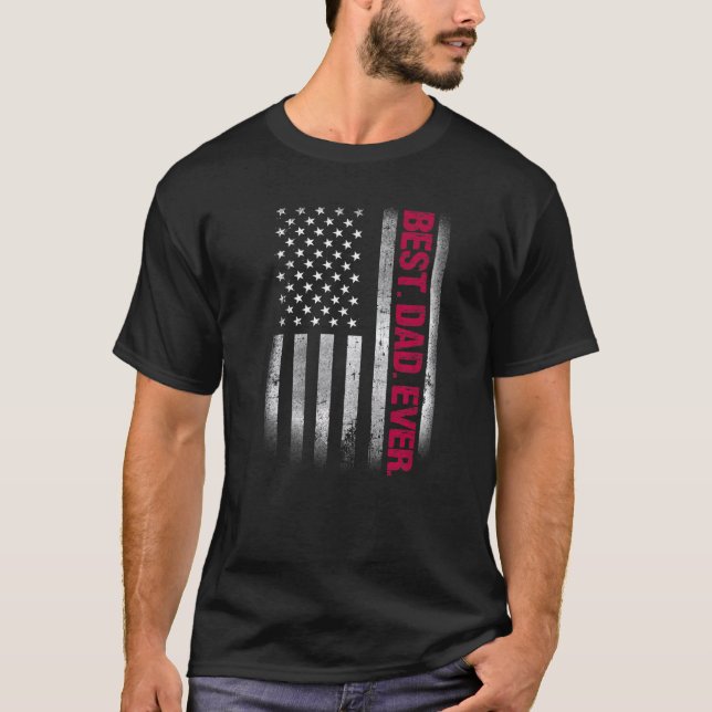 Bästa Pappa någonsin USA:s Flagga för Fars dag T Shirt (Framsida)