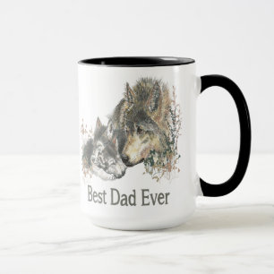 Bästa Pappa någonsin Varg vattenfärgsdjur Ar Mugg