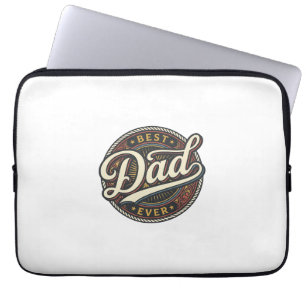 Bästa pappa någonsin Vintage Badge T-Shirt Design_ Laptop Fodral