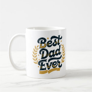 Bästa Pappa Någonsin Vintage Guld Marin Typografi Kaffemugg