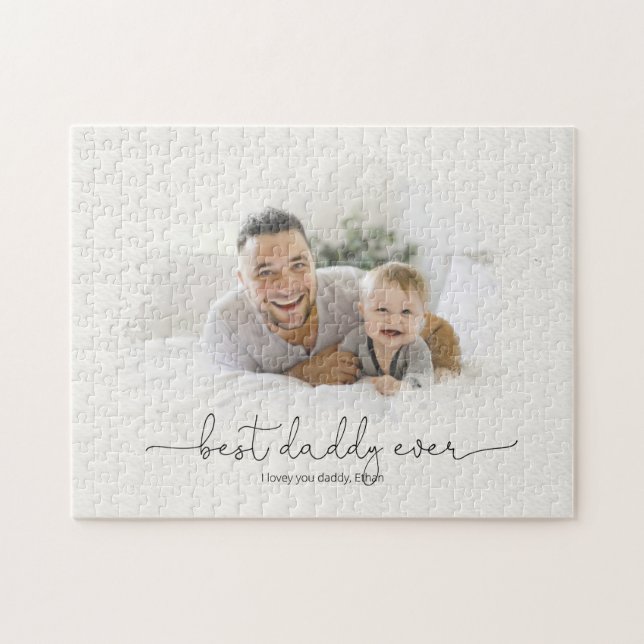 Bästa pappa någonsin Watercolor Photo Mask Namn Pussel (Horisontell)