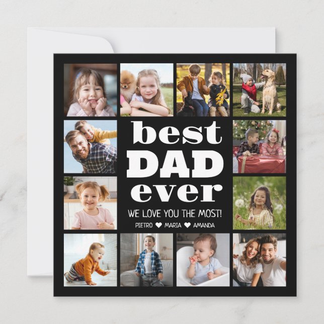 Bästa Pappa Någonst 12 Foto Collage  Julkort (Framsida)
