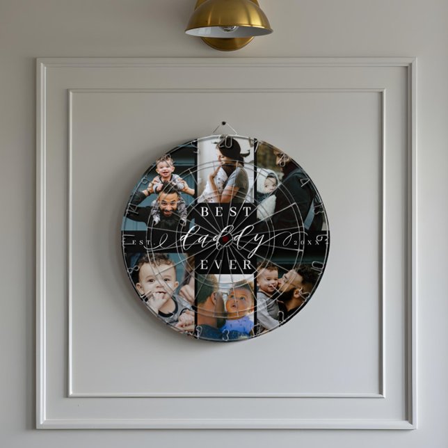 Bästa pappa nånsin | Fars dag 6 Fotokollage Darttavla (Best Daddy Ever | Father's Day 6 Photo Collage Dart Board)