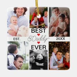 Bästa pappa nånsin | Fars dag 6 Fotokollage Julgransprydnad Keramik