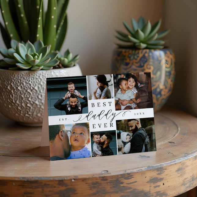 Bästa pappa nånsin | Fars dag 6 Fotokollage Kort (Best Daddy Ever | Father's Day 6 Photo Collage Card)