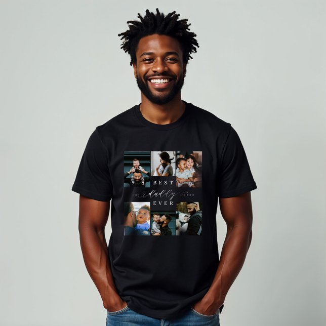 Bästa pappa nånsin | Fars dag 6 Fotokollage T Shirt (Best Daddy Ever | Father's Day 6 Photo Collage Tri-Blend Shirt)