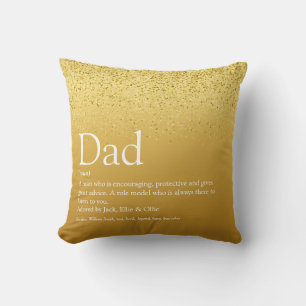 Bästa Pappa, Pappa, Far Definition Guld Glitter Kudde