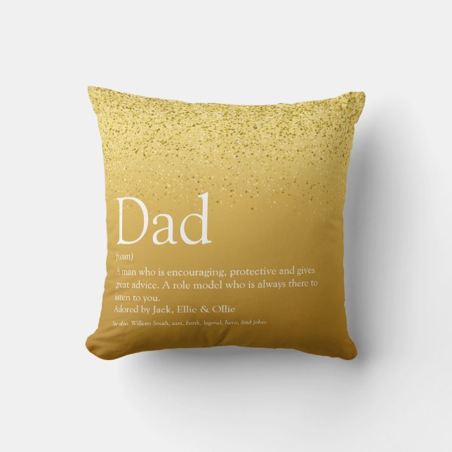 Bästa Pappa, pappa, Far Definition Guld Glitter Kudde (Framsida)
