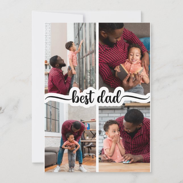 Bästa pappa Personlig 4 bilder kollage Anteckningskort (Framsida)