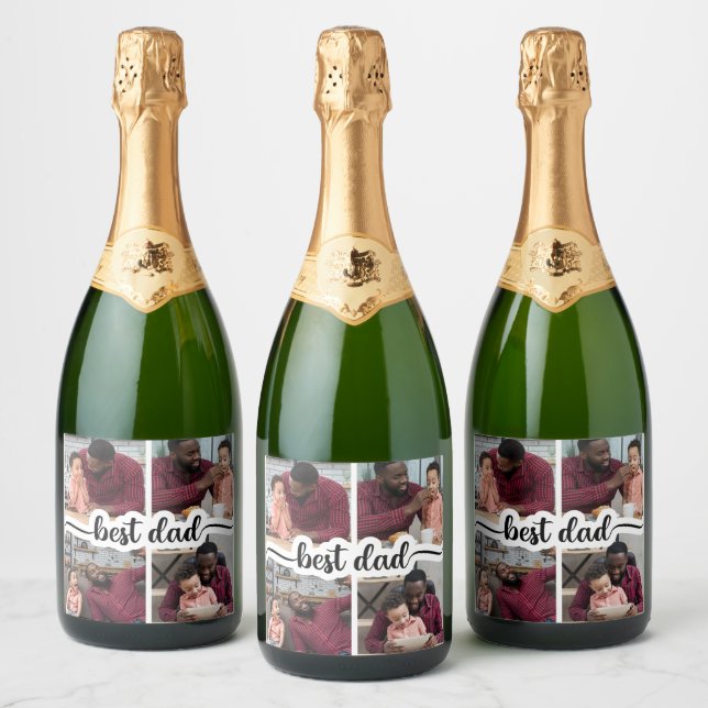 Bästa Pappa-Personlig 4-fotokollage (Flaskor)