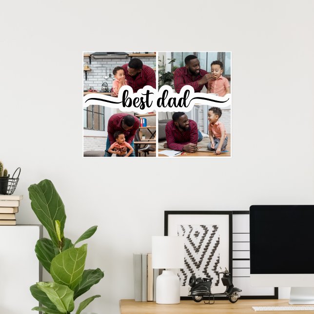 Bästa Pappa-Personlig 4-fotokollage Poster (Hemmakontoret)