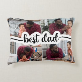 Bästa Pappa-Personlig 4-fotokollage Prydnadskudde