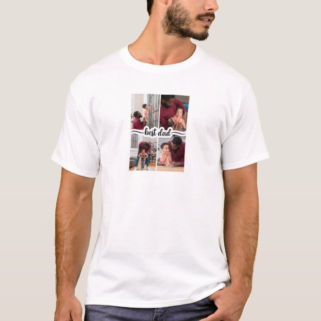 Bästa Pappa-Personlig 4-fotokollage T Shirt (Framsida)
