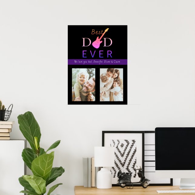 Bästa Pappa Photo Collage Coola Modern Fars dag Poster (Hemmakontoret)