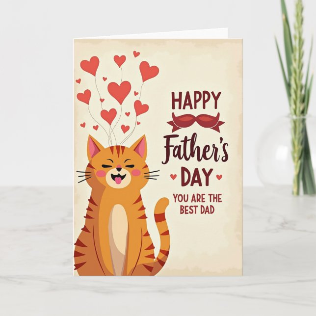 Bästa Pappa Randig Katt Kort (Framsida)