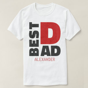 Bästa Pappa Red Black Glitter Namn, anpassad T Shirt