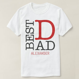 Bästa Pappa Red Black Glitter Namn Personlig T Shirt