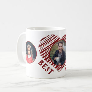 Bästa pappa röda hjärtan fars dag 3 foto collage kaffemugg