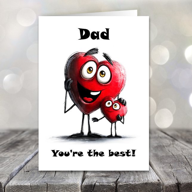 Bästa pappa röda hjärtan fars dag-kort helgkort (Skapare uppladdad)