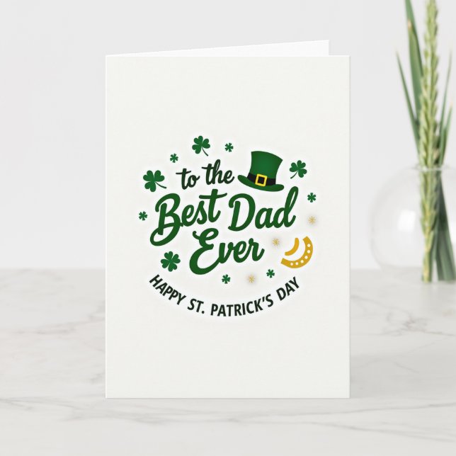 Bästa pappa shamrock mönsterkort kort (Framsida)