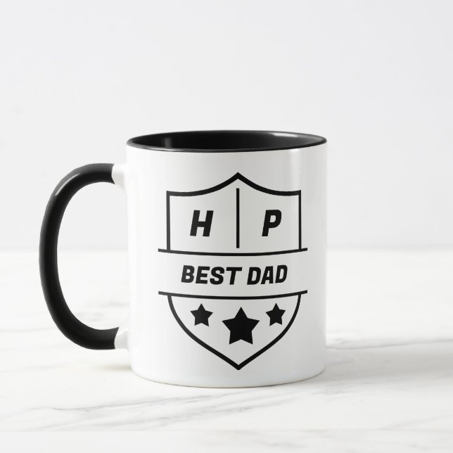 Bästa pappa - sköld med anpassade begynnelsebokstä mugg (Vänster)