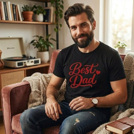 Bästa Pappa Skrift Rött Hjärta Minimalistisk Herr T Shirt