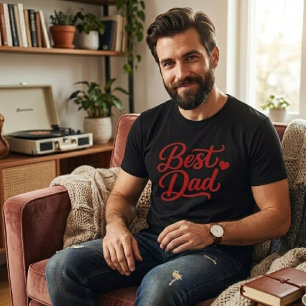 Bästa Pappa Skrift Rött Hjärta Minimalistisk Herr T Shirt