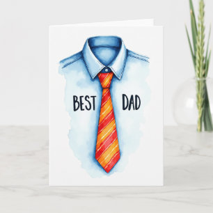 Bästa Pappa Slips Vattenfärgskort Kort