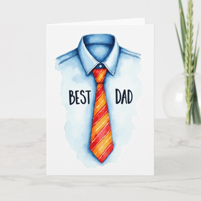 Bästa Pappa Slips Vattenfärgskort Kort (Framsida)