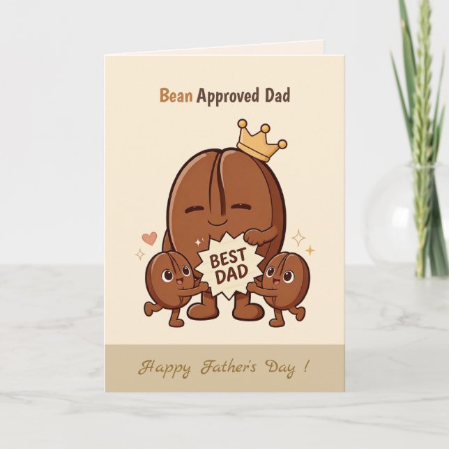 Bästa Pappa Soja Cute Kaffe Bönor Fars Dag Kort (Framsida)