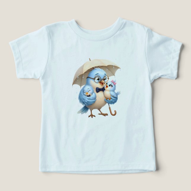 Bästa pappa söta fågel ljusblå barn t-shirt (Design Framsida)