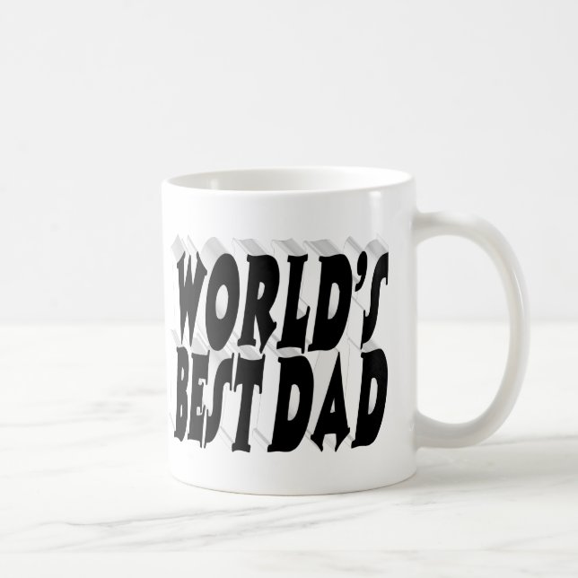 Bästa Pappa-svarta 3d-text Kaffemugg (Höger)