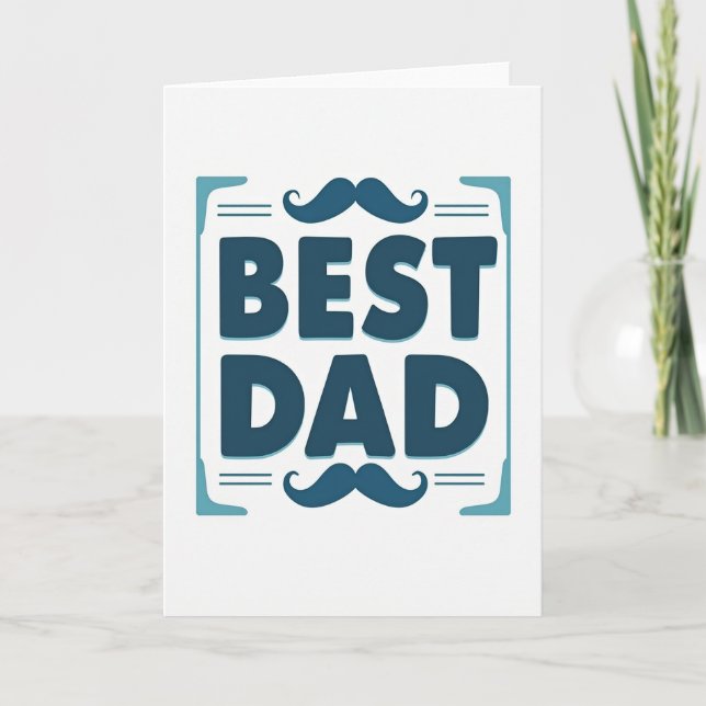 Bästa Pappa Teal Moustache Kort (Framsida)