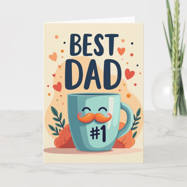 Bästa Pappa Teal Typskonstkort Kort (Framsida)
