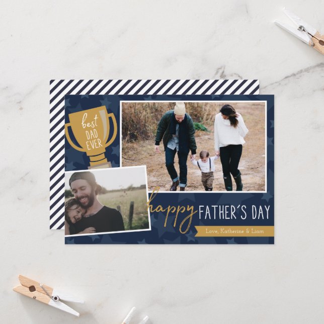 Bästa Pappa-utmärkelse för fotoutfrågning Kort (Fram/Back In Situ)