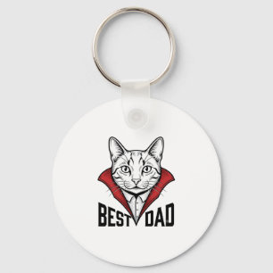 Bästa Pappa Vampire Katt Vintage Gravyr Design_1 Nyckelring