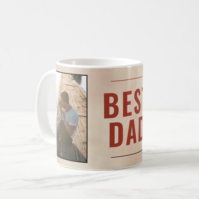 Bästa pappa Vattenfärg Fars dag Foto       Kaffemugg (Framsida vänster)