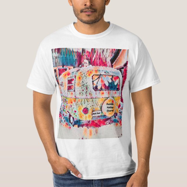 Bästa Pappa-videokamera, Hippie-design, Fars dag T Shirt (Framsida)