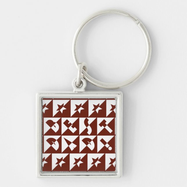 Bästa Pappa-Vild i rött Fyrkantig Silverfärgad Nyckelring (Framsidan)