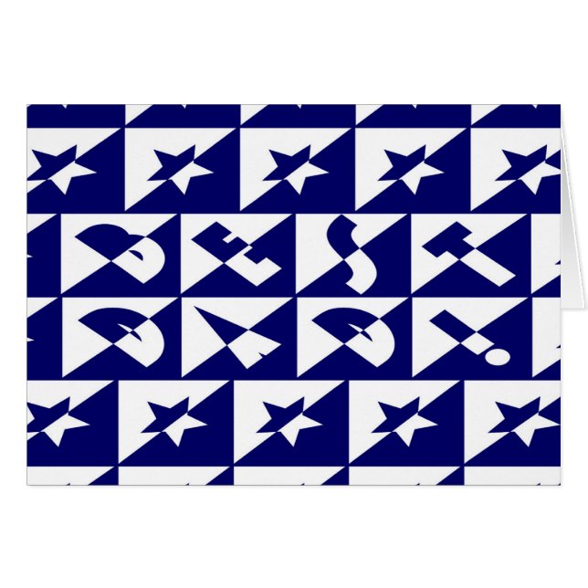 Bästa Pappa-Vild, Mönster & stjärnor, blå och vit Hälsningskort (Framsidan Horizontal)