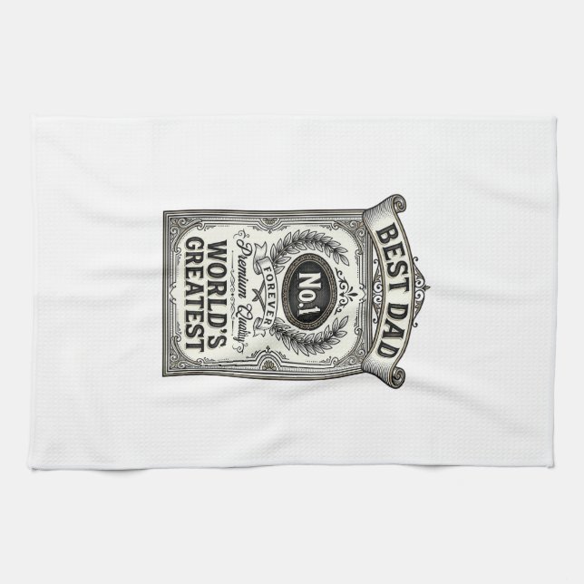 Bästa Pappa Vintage Gravyr Fars Dag Kökshandduk (Horisontell)