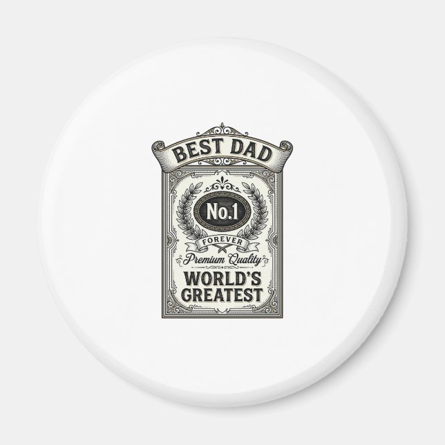 Bästa Pappa Vintage Gravyr Fars Dag Magnet (Framsidan)