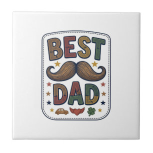 Bästa Pappa Vintage Mustasch Vektor Fader Design_1 Kakelplatta