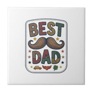 Bästa Pappa Vintage Mustasch Vektor Fader Design_1 Kakelplatta