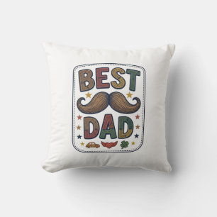 Bästa Pappa Vintage Mustasch Vektor Fader Design_1 Kudde