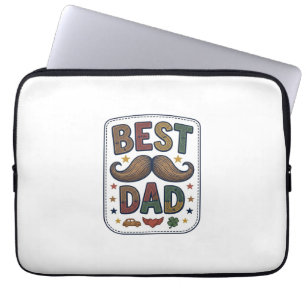 Bästa Pappa Vintage Mustasch Vektor Fader Design_1 Laptop Fodral